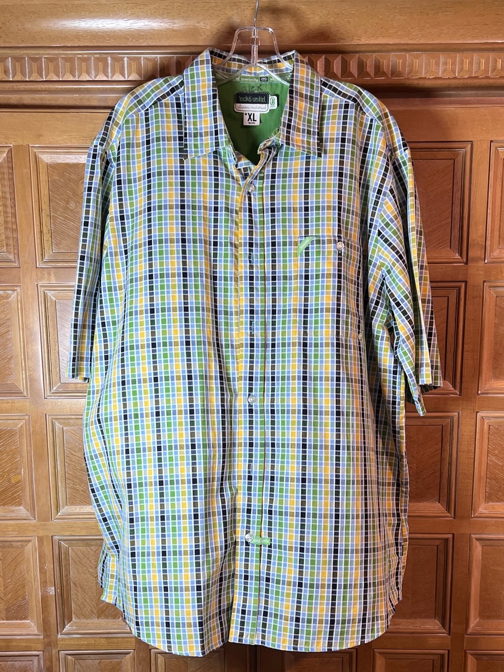 Ecko Unltd Men’s XL Short Sleeve Plaid Button Up Shirt Y2K Streetwear